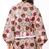 Pink Plaid Poinsettia Button Up Collar Sweater | Queen Of Sparkles
