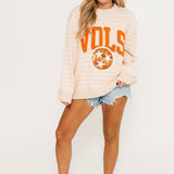 Licensed Tennessee Beige Stripe Vintage Team Sweater | Queen Of Sparkles
