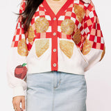 Red & White Checkered Apple Pie Button Up Cardigan | Queen Of Sparkles