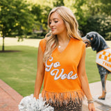 Licensed Tennessee 'Go Vols' Feather Bottom Tank Sweater | Queen Of Sparkles