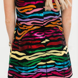 Black Rainbow Tiger Denim V Dress | Queen Of Sparkles