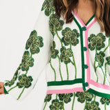 White Green Beaded Shamrock Skirt | Queen Of Sparkles