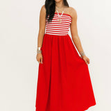 Summer Stripes Maxi Dress | Red
