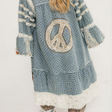 Peace Patched Long Cardigan