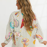Stripe Button Up Multi Shell Long Sleeve Top | Queen Of Sparkles