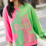 Licensed Green & Pink Colorblock Character Profile 'Wicked' Sweatshirt | Queen Of Sparkles