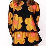 Black, Gold & Red Oversized Flower Sweatshirt | Queen Of Sparkles