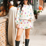 Ivory Multi Beaded Spider Sweatshirt | Queen Of Sparkles