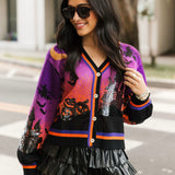 Purple Halloween Scene Cardigan | Queen Of Sparkles