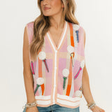 Light Pink Plaid Golf 'TEE TIME' Sweater Vest | Queen Of Sparkles