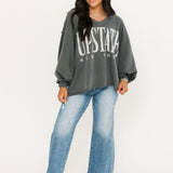 Venice V Neck Graphic | Washed Black Combo