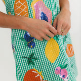 Green Gingham Fruit Button Up Tank Dress | Queen Of Sparkles