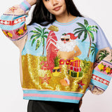 Multi Vintage Vacation Santa Sweatshirt | Queen Of Sparkles