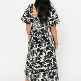 Fallen Petals Midi Dress | Black