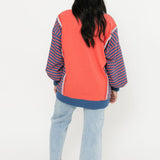 Good Vibes Stripe Crew | Coral
