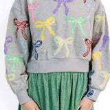 Charcoal Multi Bow Sweatshirt | Queen Of Sparkles