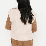 Quilted Button Down Vest | Ecru
