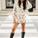 Ivory Multi Beaded Spider Sweatshirt | Queen Of Sparkles