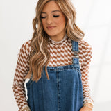 Checkered Sheer Long Sleeve Top | Mocha