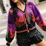 Purple Halloween Scene Cardigan | Queen Of Sparkles