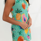 Green Gingham Fruit Button Up Tank Dress | Queen Of Sparkles