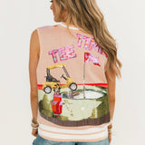 Light Pink Plaid Golf 'TEE TIME' Sweater Vest | Queen Of Sparkles