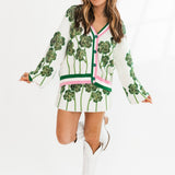 White Green Beaded Shamrock Skirt | Queen Of Sparkles