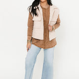 Quilted Button Down Vest | Ecru
