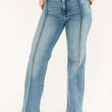 Happi Pintuck Flare Jeans | Med Light Wash