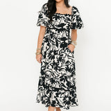 Fallen Petals Midi Dress | Black