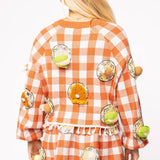 Orange Checker Knit Thanksgiving Food On Plate Skirt | Queen Of Sparkles