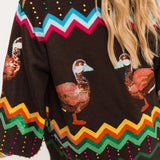 Brown Multi Zig Zag Duck Cardigan | Queen Of Sparkles