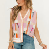 Light Pink Plaid Golf 'TEE TIME' Sweater Vest | Queen Of Sparkles