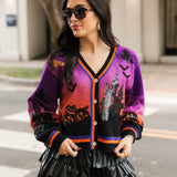 Purple Halloween Scene Cardigan | Queen Of Sparkles