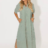 Harbor Stripe Midi Dress | Hunter Green