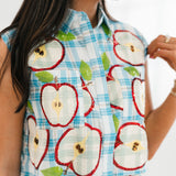 Blue Plaid Cotton Apple Slice Button Up Tank | Queen Of Sparkles