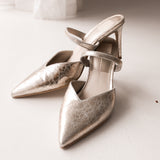 Kanika Heels | Platinum Distressed Leather