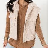 Quilted Button Down Vest | Ecru