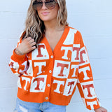 Orange & White Tennessee Checkered Cardigan | Queen Of Sparkles