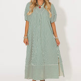 Harbor Stripe Midi Dress | Hunter Green