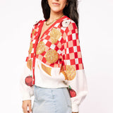Red & White Checkered Apple Pie Button Up Cardigan | Queen Of Sparkles