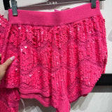 Neon Pink Full Sequin Zig Zag Sweater Short | Queen Of Sparkles