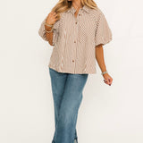 Essential Stripe Blouse | Pecan