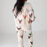 Beige Deer Head Joggers | Queen Of Sparkles