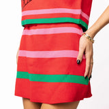 Red, Green & Pink Stripe Skirt | Queen Of Sparkles