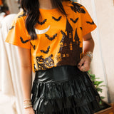 Orange & Black Halloween House Tee | Queen Of Sparkles