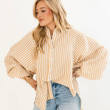 Striped Button Down Shirt | Camel