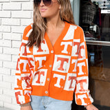 Orange & White Tennessee Checkered Cardigan | Queen Of Sparkles