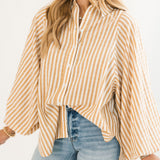 Striped Button Down Shirt | Camel
