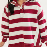 Rugby Striped Pullover | Burgundy